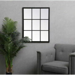 Hot Sale ✨ Copper Grove Raphune Rectangular Metal Windowpane Mirror Brass 💯