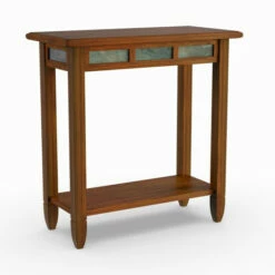 Promo π Copper Grove Ixia Rustic Oak And Slate Tile Chairside Table β