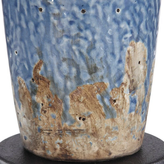 Budget π₯° Copper Grove Bajze Blue Textured Ceramic Table Lamp With Distressing π₯° - Image 4