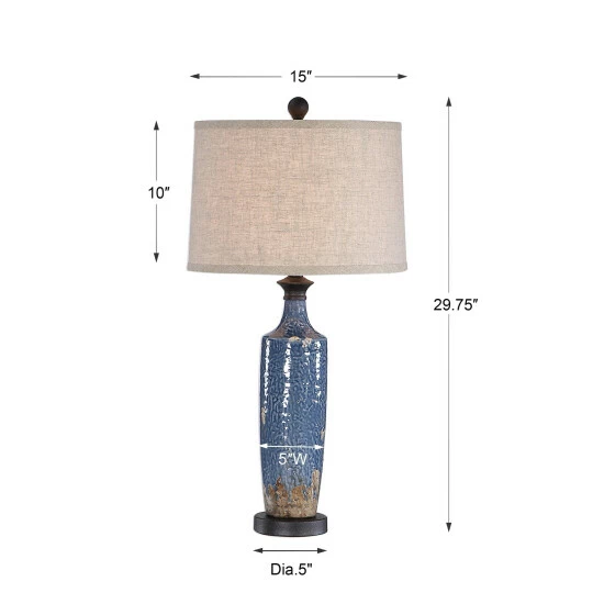 Budget π₯° Copper Grove Bajze Blue Textured Ceramic Table Lamp With Distressing π₯° - Image 8