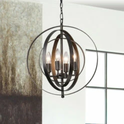Buy 💯 Copper Grove St. Mary Antique Black Iron 4-light Orb Chandelier 🧨