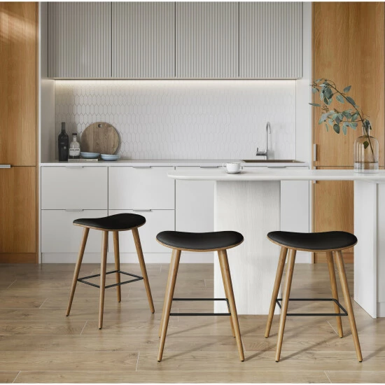 Cheap β¨ Copper Grove Albstadt Walnut And Faux Leather Saddle Counter Stools (Set Of 2) Black π - Image 4