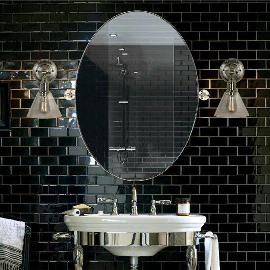 Budget π Copper Grove Oval Bathroom Wall Mirror With Polished Nickel Frame β€οΈ