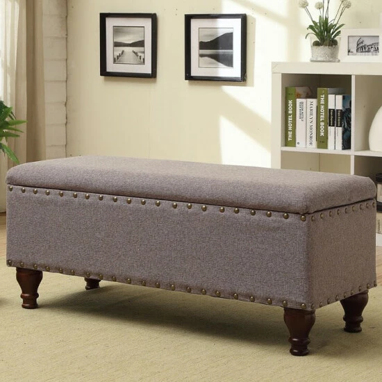 Budget βοΈ Copper Grove Maubeuge Grey Large Storage Bench W/ Nailhead Trim β