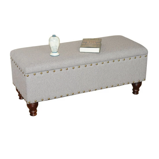 Budget βοΈ Copper Grove Maubeuge Grey Large Storage Bench W/ Nailhead Trim β - Image 2
