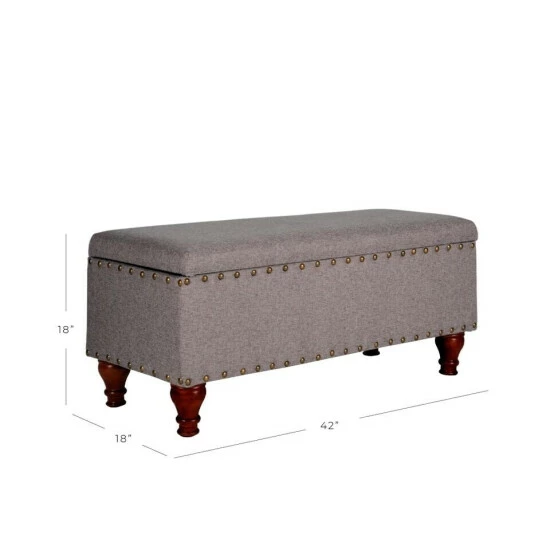Budget βοΈ Copper Grove Maubeuge Grey Large Storage Bench W/ Nailhead Trim β - Image 4