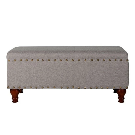 Budget βοΈ Copper Grove Maubeuge Grey Large Storage Bench W/ Nailhead Trim β - Image 7
