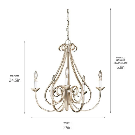 New π Copper Grove Rocklea 5-light Brushed Nickel Chandelier π - Image 2