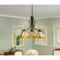 Deals 😍 Copper Grove Fakak 3-light Bronze And Art Glass Chandelier ❤️