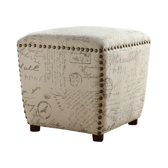 Best Pirce π Copper Grove Astilbe French Script Beige Upholstered Ottoman π - Image 2