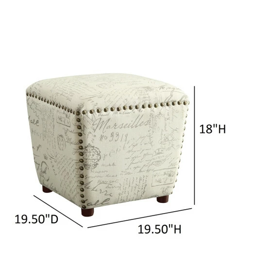 Best Pirce π Copper Grove Astilbe French Script Beige Upholstered Ottoman π - Image 3