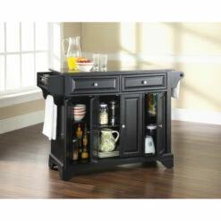 Brand new 🎉 Copper Grove Kanawha Solid Black Granite Top Kitchen Island In Black Finish - N/A 😍