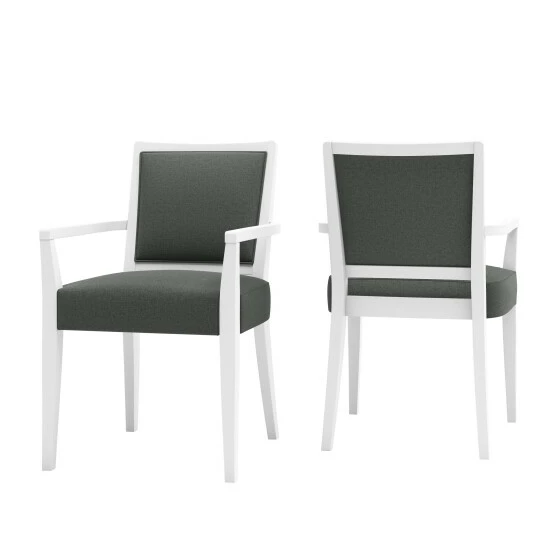 Flash Sale π― Copper Grove Olin Upholstered White Finish Arm Dining Chairs (Set Of 2) Denim Blue π