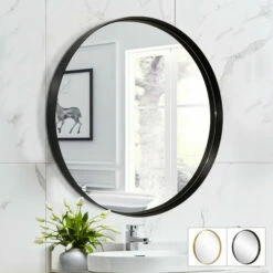 Best reviews of 👏 Copper Grove Socorro Round Deep Metal Frame Wall Mirror Black ⭐