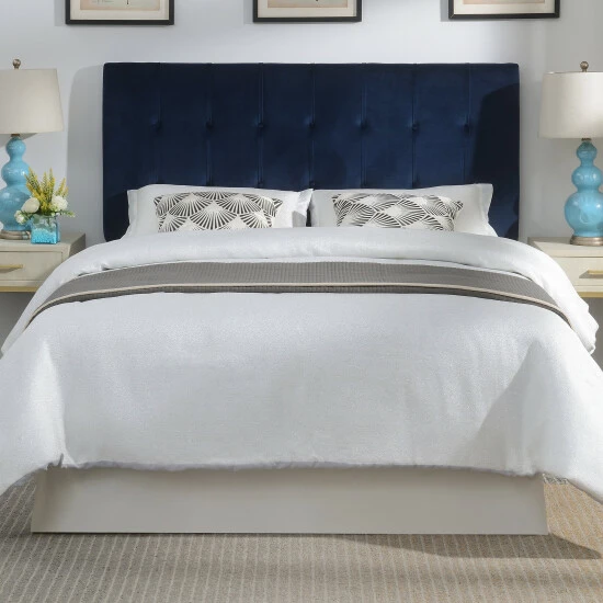 Outlet π― Copper Grove Roseau Navy Blue Velvet Queen Upholstered Headboard π₯
