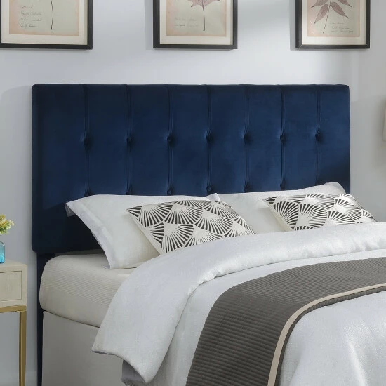 Outlet π― Copper Grove Roseau Navy Blue Velvet Queen Upholstered Headboard π₯ - Image 2