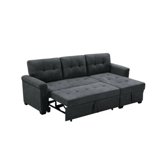 Outlet π Copper Grove Arogundade Woven Fabric Reversible Sectional Sleeper Sofa Dark Gray π₯° - Image 2