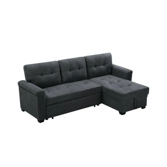 Outlet π Copper Grove Arogundade Woven Fabric Reversible Sectional Sleeper Sofa Dark Gray π₯° - Image 3