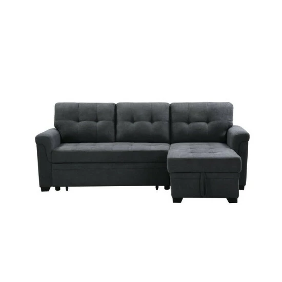 Outlet π Copper Grove Arogundade Woven Fabric Reversible Sectional Sleeper Sofa Dark Gray π₯° - Image 5