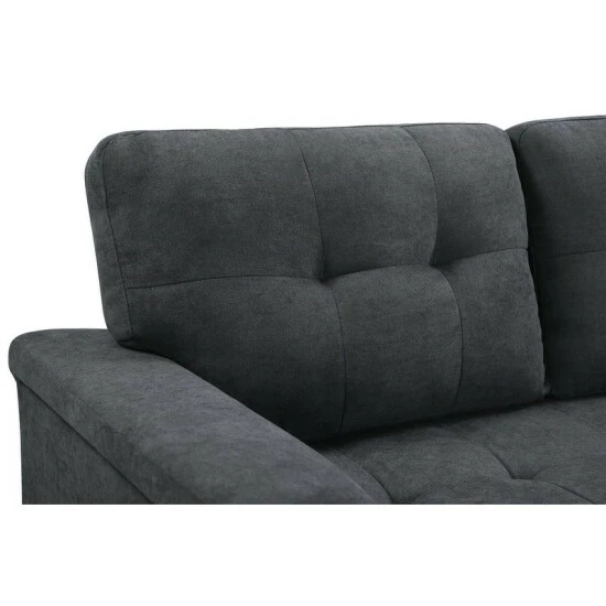Outlet π Copper Grove Arogundade Woven Fabric Reversible Sectional Sleeper Sofa Dark Gray π₯° - Image 7