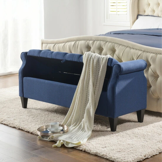 Best Pirce π₯° Copper Grove Performance Fabric Amalfi Tufted Storage Bench With Rolled Arms Natural White - Linen π - Image 4