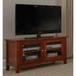 Cheap ✔️ Copper Grove Daintree 36-inch Wood TV Stand With Glass Doors Cherry ⭐