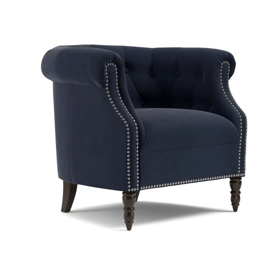 Best Sale π Copper Grove Muir Chesterfield Navy Blue Velvet Arm Chair π