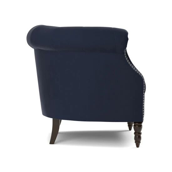 Best Sale π Copper Grove Muir Chesterfield Navy Blue Velvet Arm Chair π - Image 4