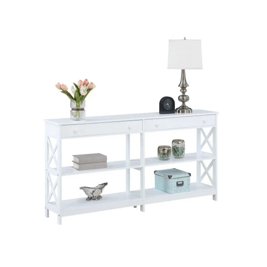 New π Copper Grove Cranesbill 2 Drawer 60 Inch Console Table With Shelves Black π€© - Image 2