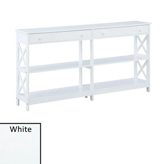 New π Copper Grove Cranesbill 2 Drawer 60 Inch Console Table With Shelves Black π€© - Image 4