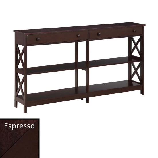 New π Copper Grove Cranesbill 2 Drawer 60 Inch Console Table With Shelves Black π€© - Image 8