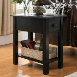 Best Pirce 🎉 Copper Grove Ballingall Black Side Table With Charging Station 🛒