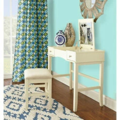 Best Sale ⭐ Copper Grove Alchemilla Cream Vanity Table, Stool, And Mirror 🎉