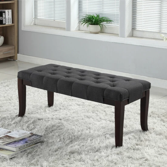 Hot Sale π Copper Grove Bloodroot Linon Tufted Ottoman Bench Brown π - Image 3