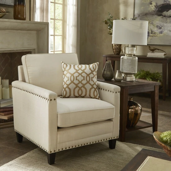 Cheap π Copper Grove Hersfeld Ivory Fabric Chair With Nailhead Trim π