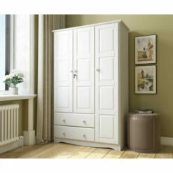 Discount 🥰 100% Solid Wood Copper Grove Caddo Grand Wardrobe Armoire White 🧨