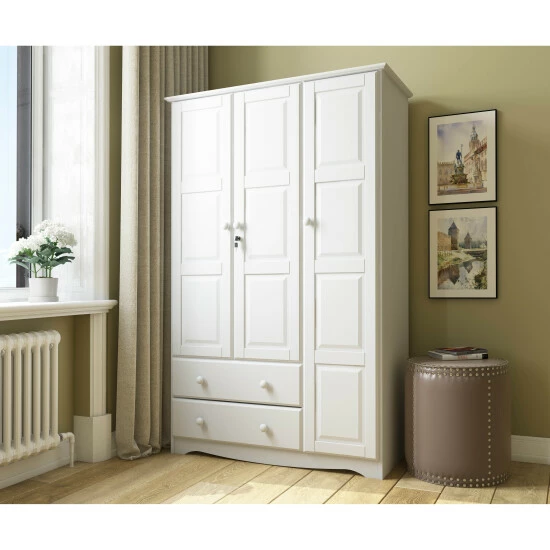 Discount π₯° 100% Solid Wood Copper Grove Caddo Grand Wardrobe Armoire White π§¨