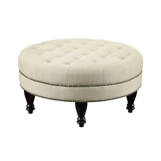 Budget π Copper Grove Muir Oatmeal Round Ottoman π - Image 2