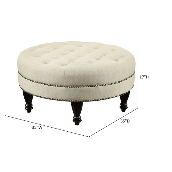 Budget π Copper Grove Muir Oatmeal Round Ottoman π - Image 3