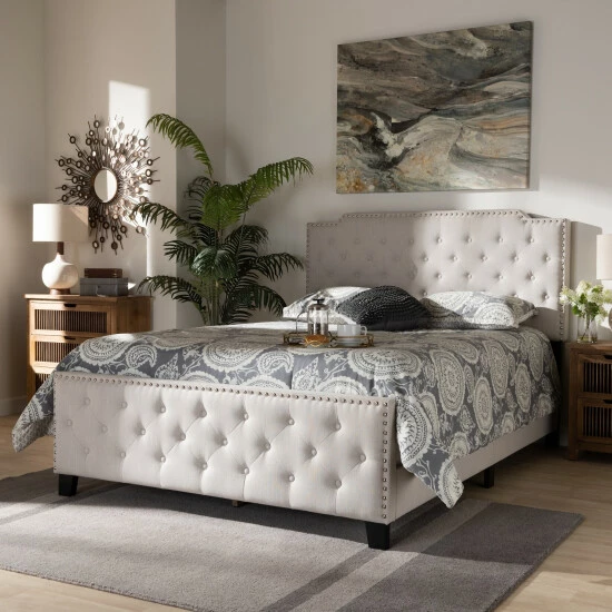Buy π Copper Grove Enzers Upholstered Button-tufted Panel Bed Grey π
