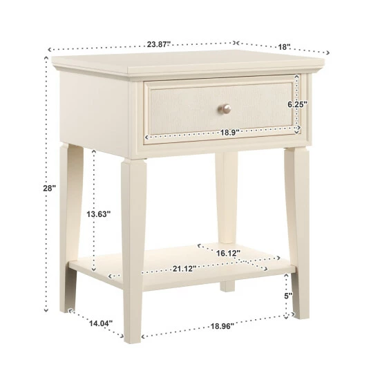 Best reviews of 😀 Copper Grove Bons White Finish Beige Linen Drawer Face 1-drawer Nightstand ✔️ - Image 8