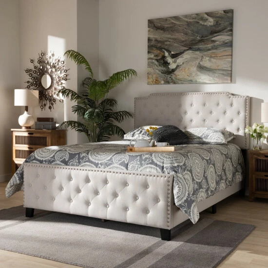 Buy π Copper Grove Enzers Upholstered Button-tufted Panel Bed Grey π - Image 8