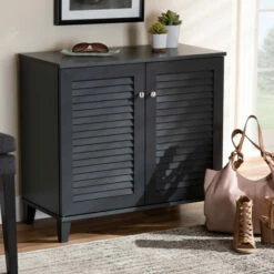 Outlet 🔔 Copper Grove Zdolbuniv Dark Grey 4-shelf 👟 Shoe Storage Cabinet Walnut 👍