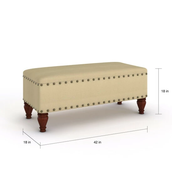 Hot Sale β Copper Grove Muscari Upholstered Storage Bench With Nailhead Trim Orange And Cream Medallion π - Image 4