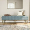 Best deal 🧨 Copper Grove Pereiaslav 62-inch Tufted Light Blue Bench 🧨