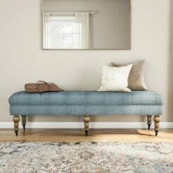 Best deal 𧨠Copper Grove Pereiaslav 62-inch Tufted Light Blue Bench π§¨