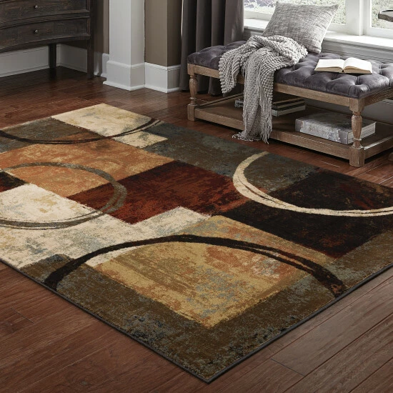 Brand new π₯ Copper Grove Blocks And Rings Brown/ Black Area Rug Brown/black π