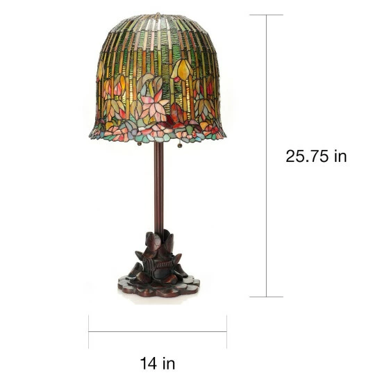 Brand new π Copper Grove Josiah Tiffany-style Pond Lily Stained Glass Table Lamp - 14.5"L X 14.5"W X 29"H β - Image 2