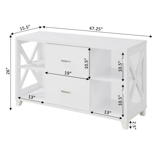 Best Pirce 𧨠Copper Grove Deluxe Cranesbill 2 Drawer TV Stand With Shelves Weathered Gray π€© - Image 4