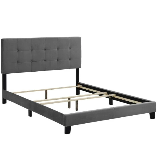 Best Sale β Copper Grove Hlukhiv Twin Upholstered Velvet Bed Gray π - Image 2